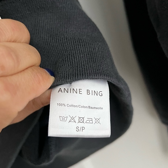 ANINE BING Ramona Leopard Graphic Distressed Sweatshirt Black Pink RARE - Picture 8 of 12